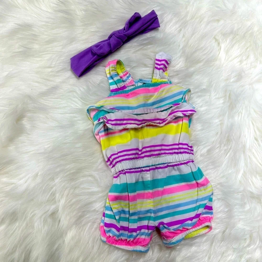 Carter’s 0-3m Baby Girl Romper & Headpiece Matching​